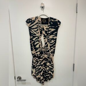 Blue Life Black and Beige Tie-Dye Cover Up Romper | Size M